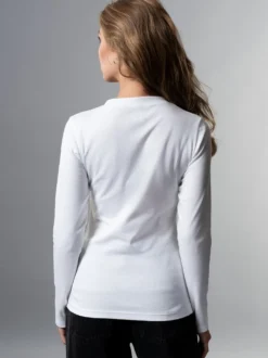Langarmshirt mit V-Ausschnitt Weiss