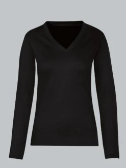 Langarmshirt mit V-Ausschnitt Schwarz