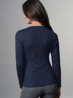 Langarmshirt mit V-Ausschnitt Navy