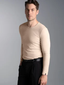 Langarmshirt Sand-melange