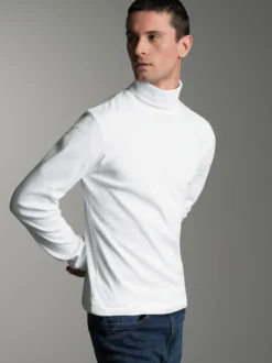 Langarm Ski/Sportrollkragenpullover Weiss
