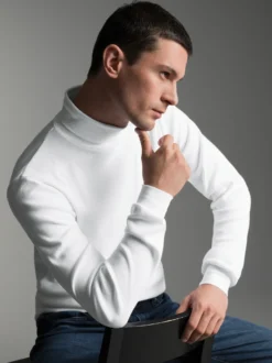 Langarm Ski/Sportrollkragenpullover Weiss
