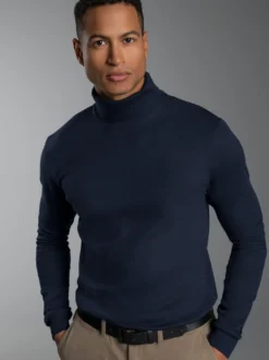 Langarm Ski/Sportrollkragenpullover Navy