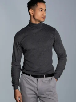 Langarm Ski/Sportrollkragenpullover Anthrazit-melange