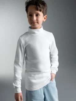 Langarm Ski/Sportrollkragenpullover Weiss