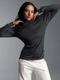 Langarm Ski/Sportrollkragenpullover Anthrazit-melange