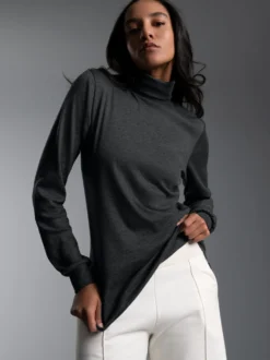 Langarm Ski/Sportrollkragenpullover Anthrazit-melange
