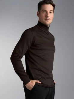 Langarm Ski- und Sport-Rollkragenpullover Mocca
