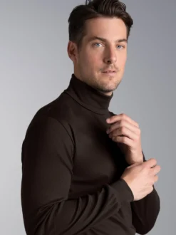 Langarm Ski- und Sport-Rollkragenpullover Mocca