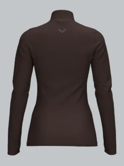 Langarm Sport-Shirt mit Reißverschluss Mocca