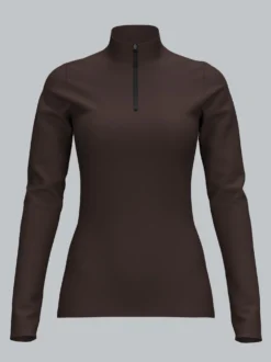 Langarm Sport-Shirt mit Reißverschluss Mocca