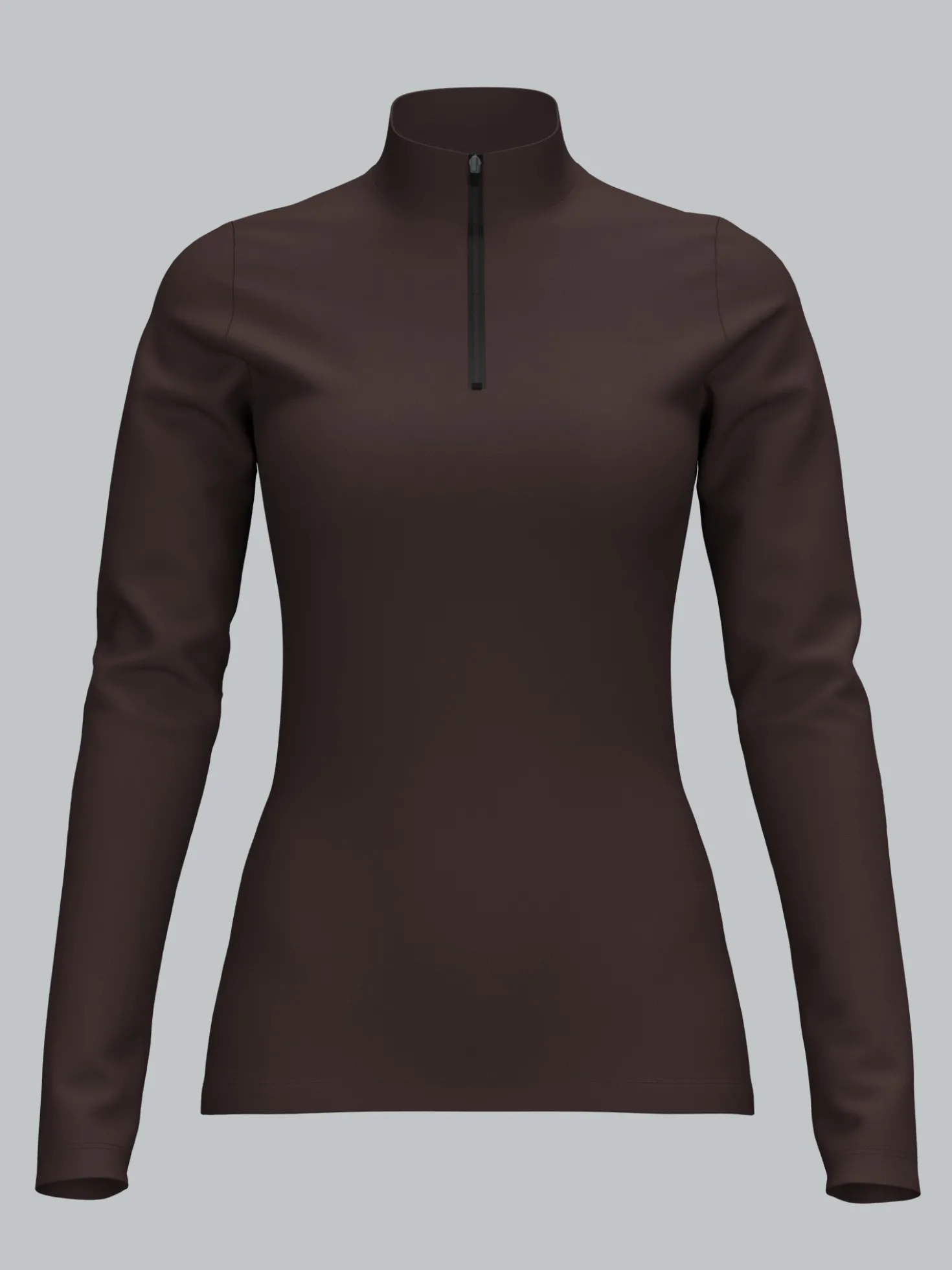 Langarm Sport-Shirt mit Reißverschluss Mocca