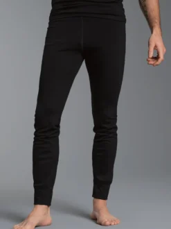 Lange Ski/Sport Funktionshose aus Merinowolle Schwarz