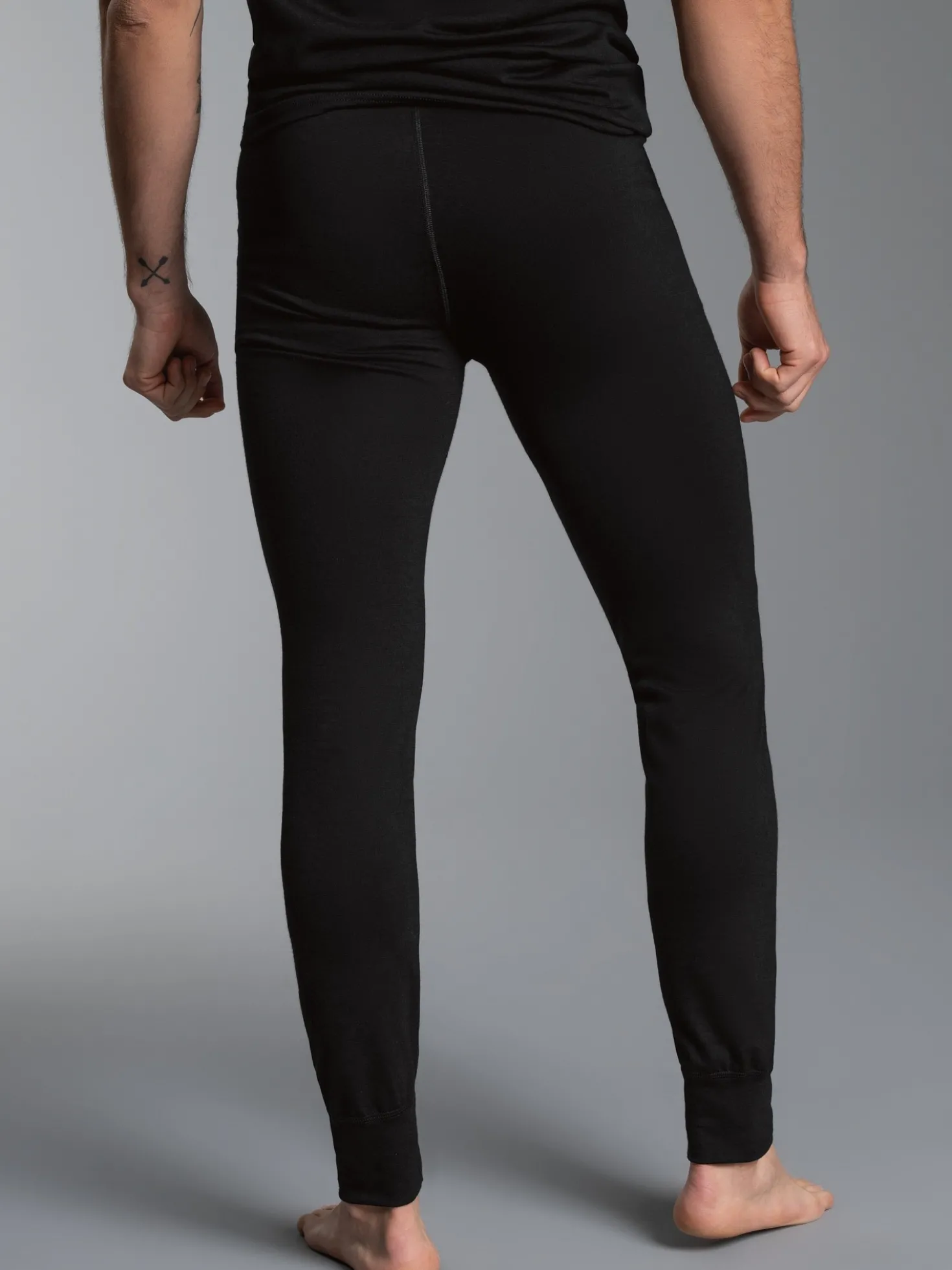 Lange Ski/Sport Funktionshose aus Merinowolle Schwarz