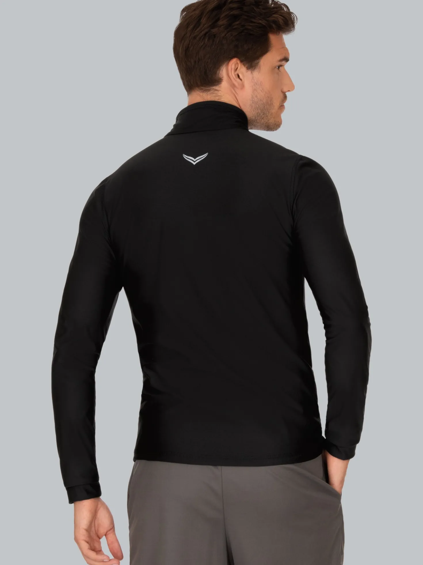 Langärmeliges Sportshirt mit Reißverschluss Schwarz