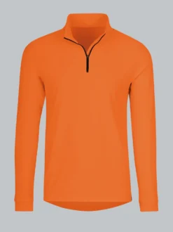 Langärmeliges Sportshirt mit Reißverschluss Leuchtorange
