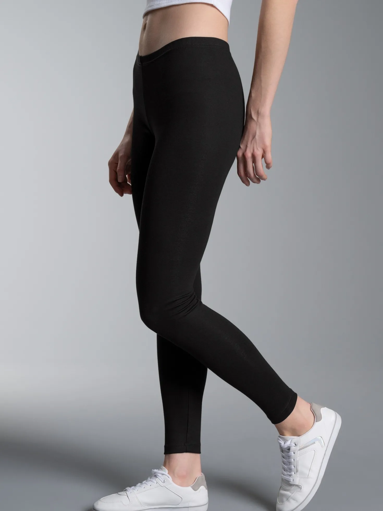 Leggings aus Baumwolle/Elastan Schwarz