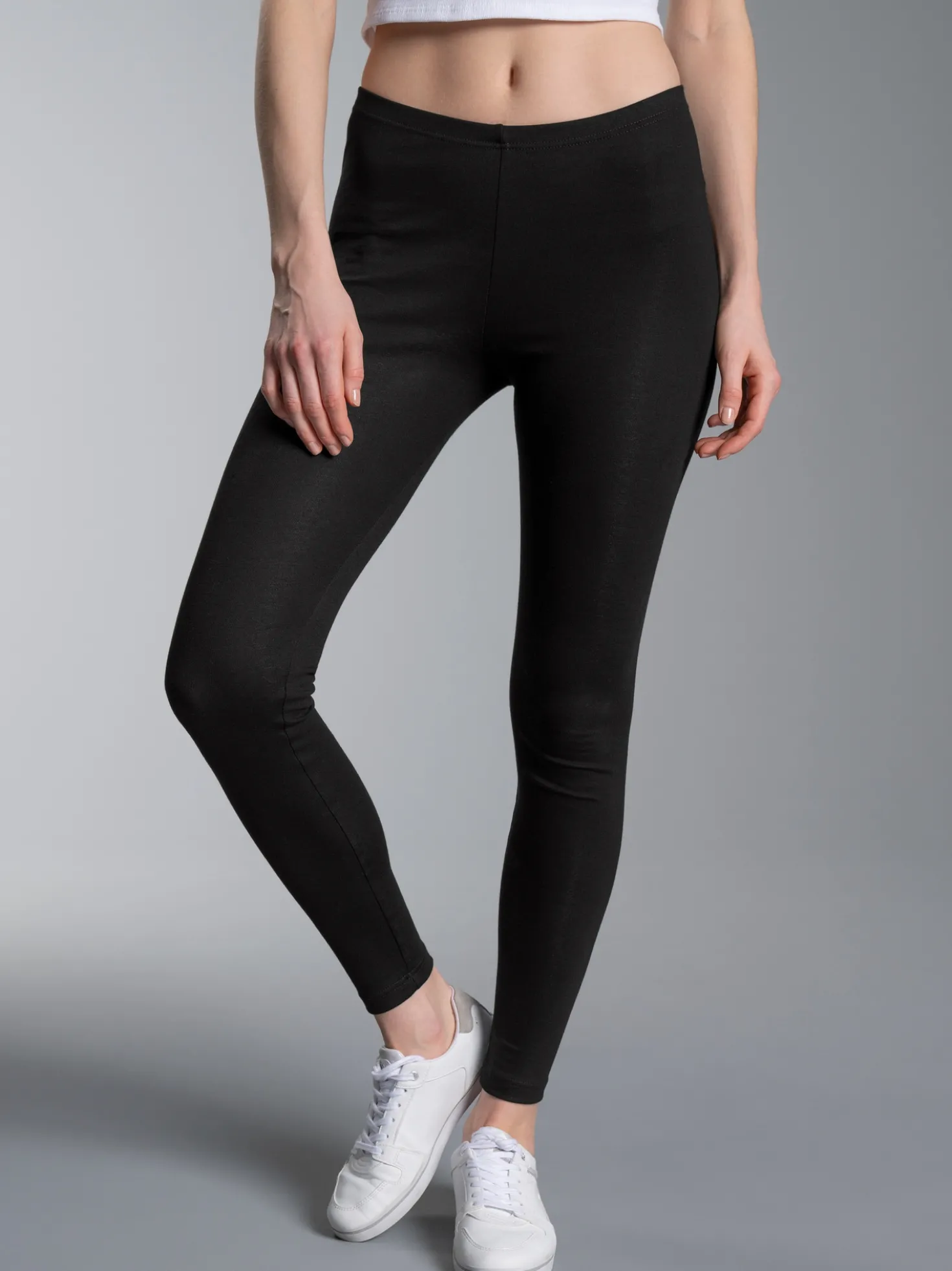Leggings aus Baumwolle/Elastan Schwarz