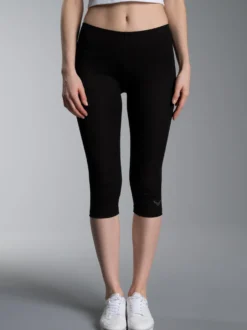 Leggings 3/4 mit Kristallsteinen Schwarz
