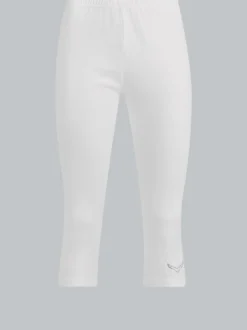 Leggings 3/4 mit Kristallsteinen Weiss
