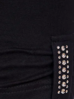 Leggings 7/8 mit Kristallsteinen Schwarz