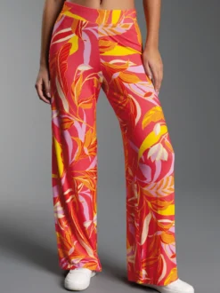 Leichte Hose mit Allover-Muster "Aloha" Koralle