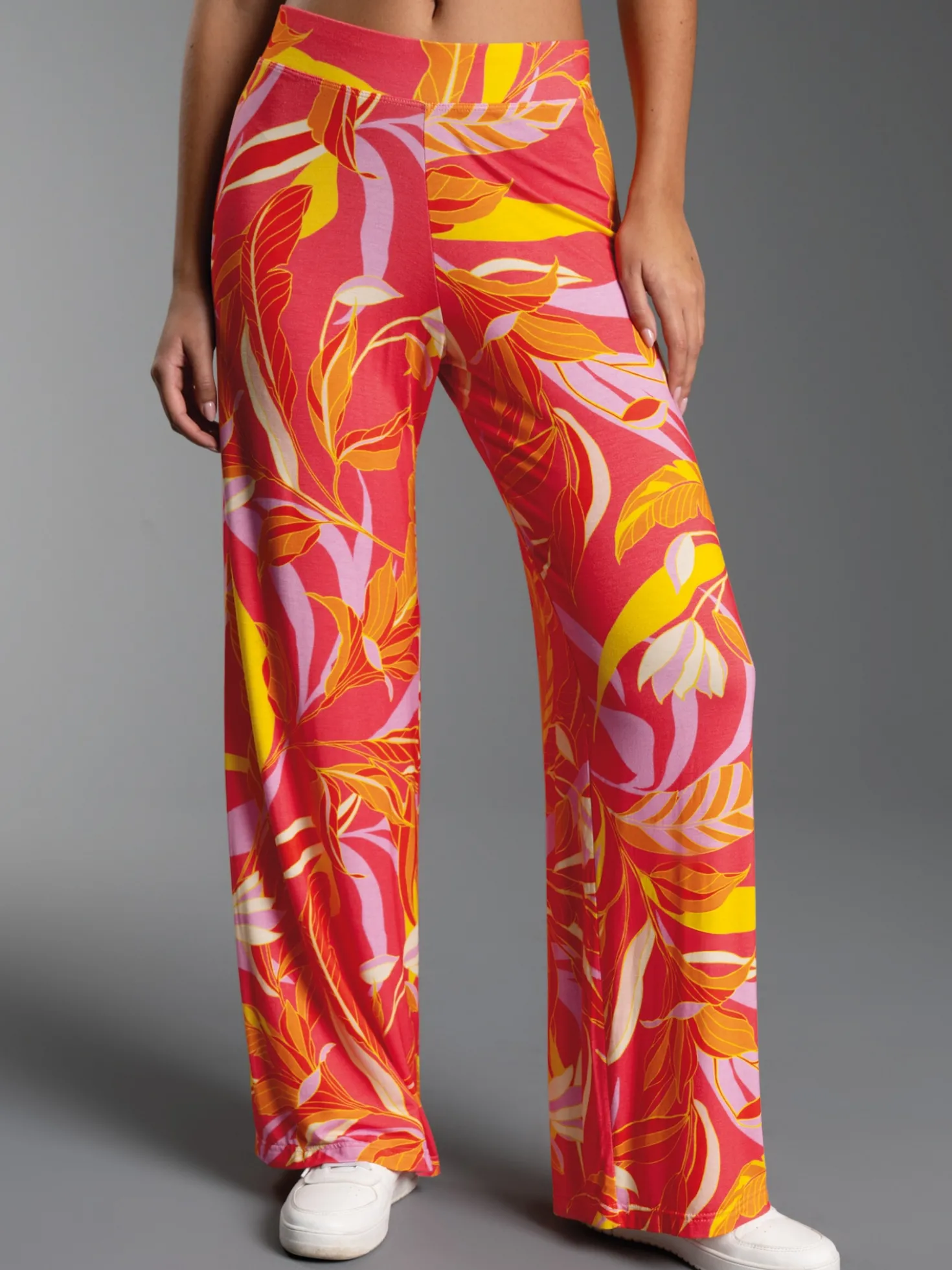 Leichte Hose mit Allover-Muster "Aloha" Koralle