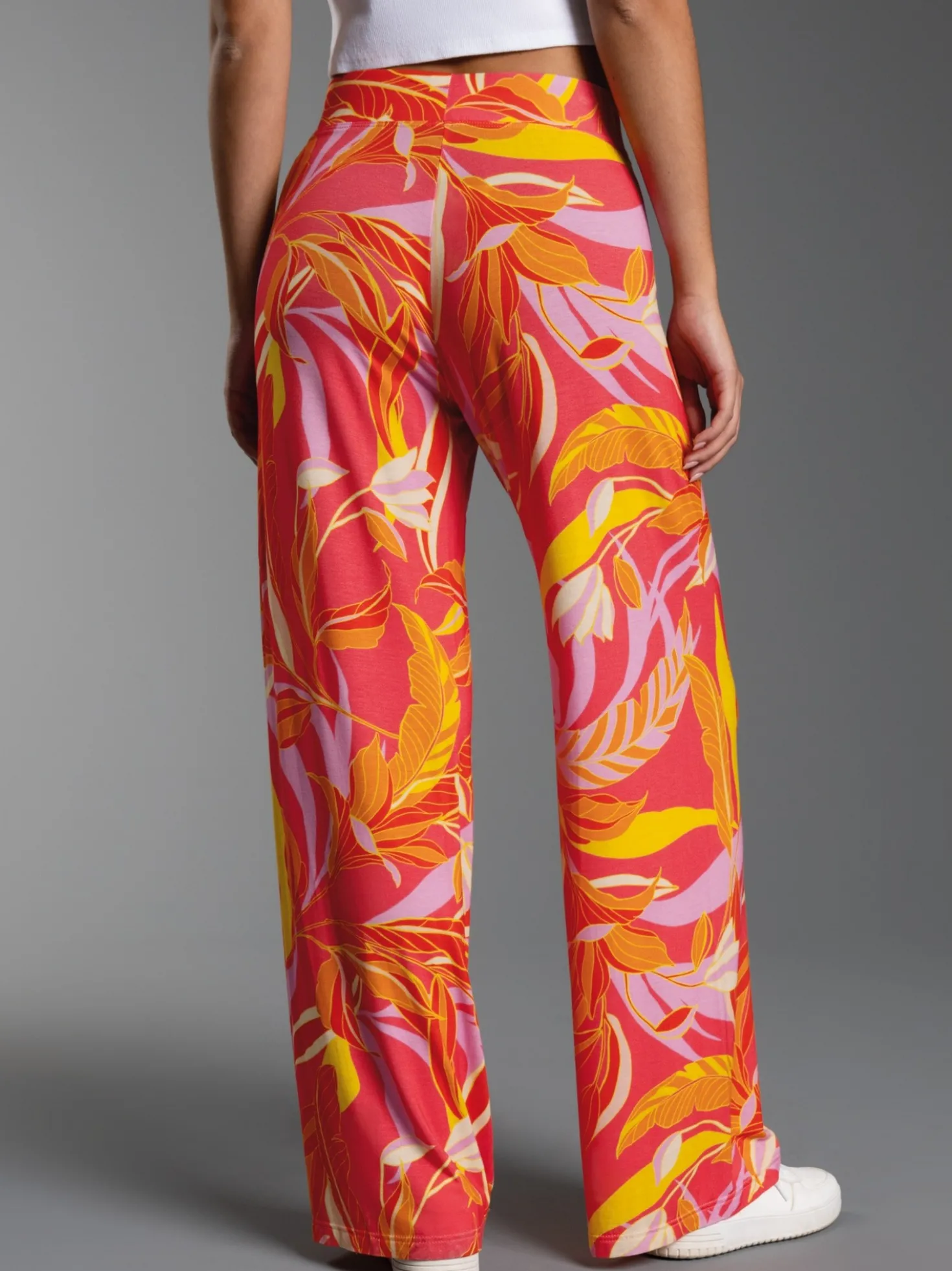 Leichte Hose mit Allover-Muster "Aloha" Koralle
