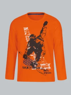 Longsleeve mit Snowboard-Print Mandarine