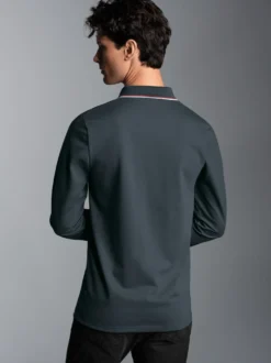 Modisches Poloshirt mit langen Armen Anthrazit