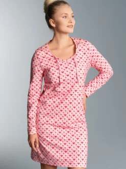 Nachthemd mit Allover-Herzen-Print Rosé