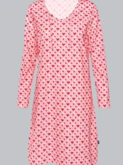 Nachthemd mit Allover-Herzen-Print Rosé