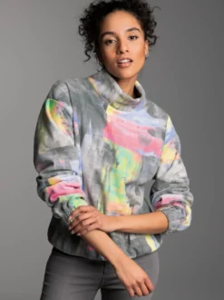 Oversized Fleecepullover mit Stehkragen Anthrazit