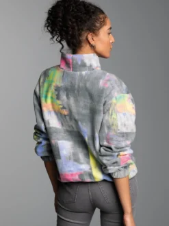 Oversized Fleecepullover mit Stehkragen Anthrazit
