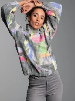 Oversized Fleecepullover mit Stehkragen Anthrazit