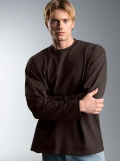 Oversized Langarmshirt Mocca