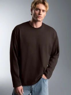 Oversized Langarmshirt Mocca