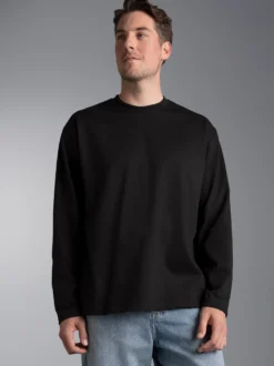 Oversized Langarmshirt Schwarz