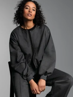 Oversized Sweatjacke Anthrazit-melange