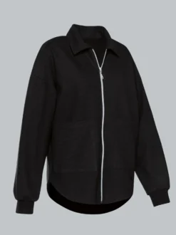 Oversized Sweatjacke mit modischem Stehkragen Schwarz