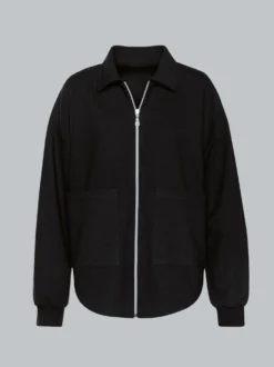 Oversized Sweatjacke mit modischem Stehkragen Schwarz