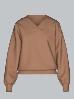 Oversized Sweatshirt mit V-Ausschnitt Haselnuss