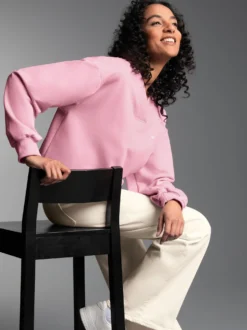 Oversized Sweatshirt mit V-Ausschnitt Lilie