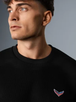 Oversized T-Shirt in Waffeloptik Schwarz