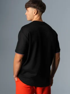 Oversized T-Shirt in Waffeloptik Schwarz