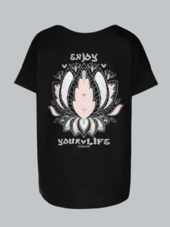 Oversized T-Shirt mit Printmotiven Schwarz