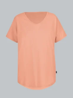 Oversized T-Shirt mit V-Ausschnitt Puder