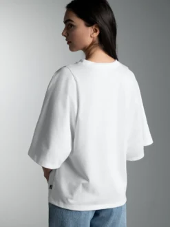 Oversized T-Shirt mit weiten Ärmeln Weiss