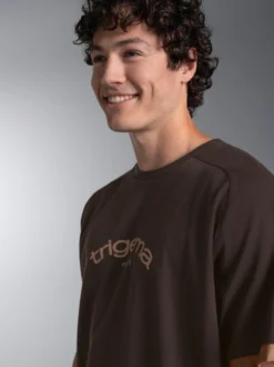 Oversize T-Shirt mit trigema Frontprint Mocca
