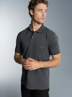 Polohemd mit Brusttasche Anthrazit-melange